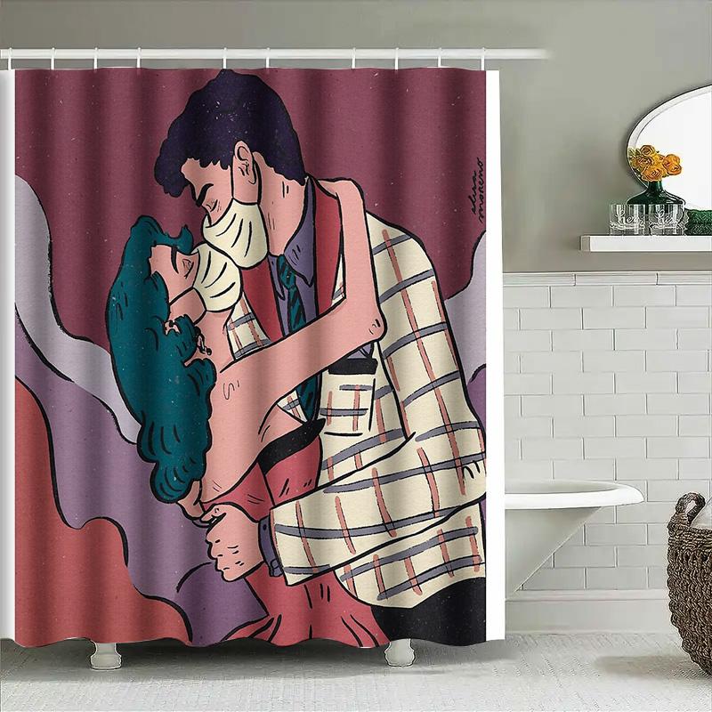Vintage Gotischer Blumiger Duschvorhang Dunkle Academia Ästhetik Badezimmer Dekor Wasserdichtes Stoff Hintergrund Wandbehang