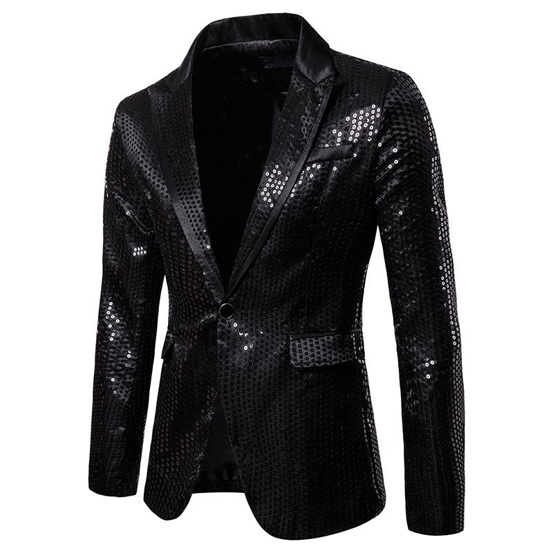 CHEST Men's Golden Shiny Party Fashion Suit Stage Singer Wedding Groom Jacket Master Coat