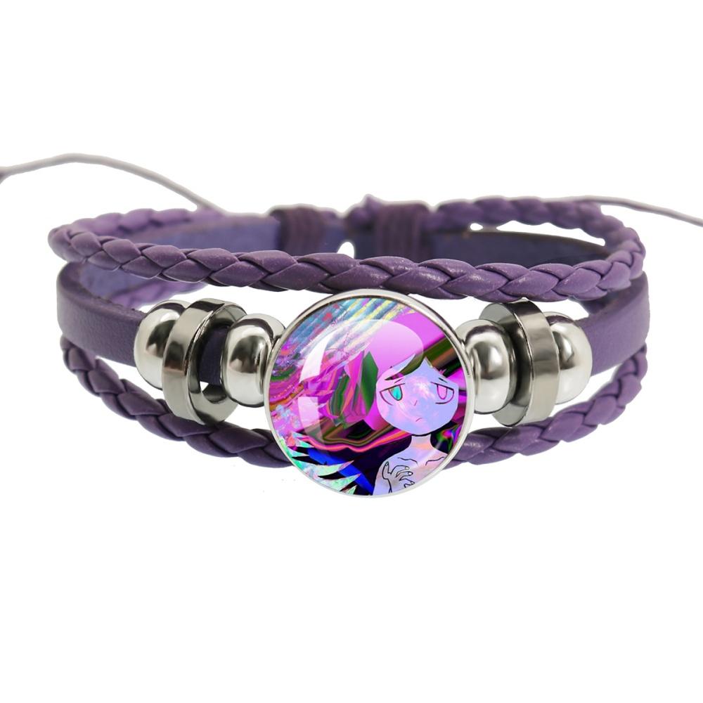 Sewerslvt Schizofrenia Dnb Cover Album Cartoon Creative Button Rope Button Purple Leather Bracelet Jewelry Charm Fans Gift