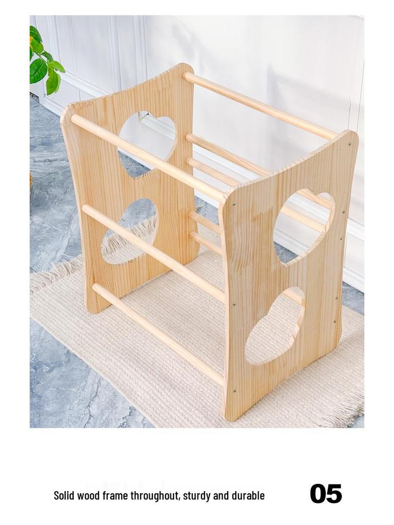 Solid Wood Multi-Layer Pet Bunk Bed: Cat Nest & Small Dog Hammock