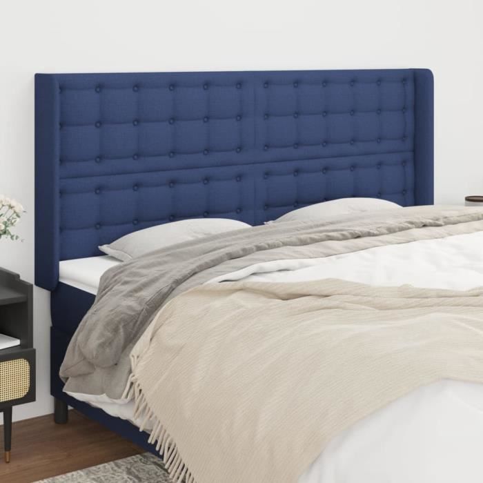 VidaXL Tête de lit avec oreilles Bleu 183x16x118-128 cm Tissu3120034