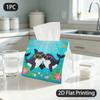 1pc Tissue Box, Cartoon Style Cool Orcas Fun Vibe Pattern, 2D Flat Printing, Made From Tough Polyester, Can Be Folded, Tissue Holder, for Dormitory, 2