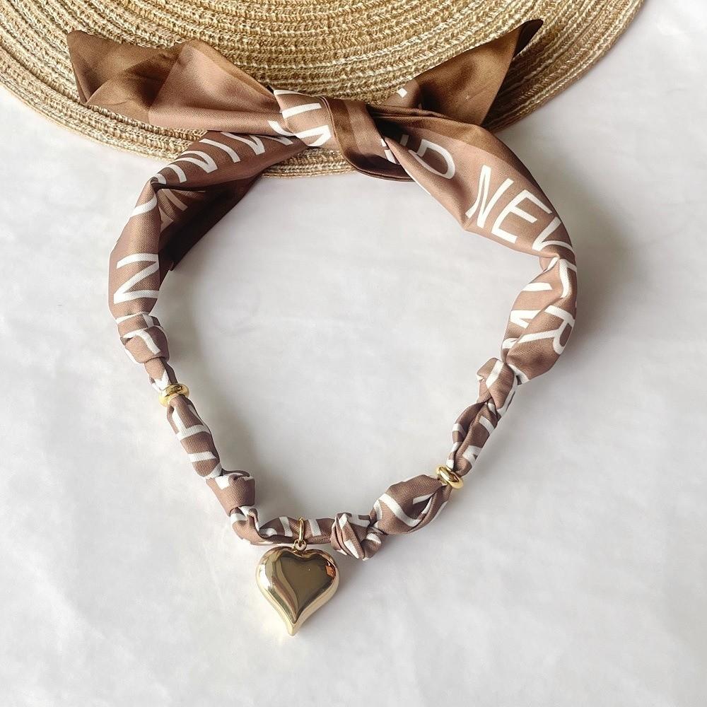 Handmade Bandana Scarf Necklace Lightweight Choker Necklace Gifts Heart Pendant  Daily Wear