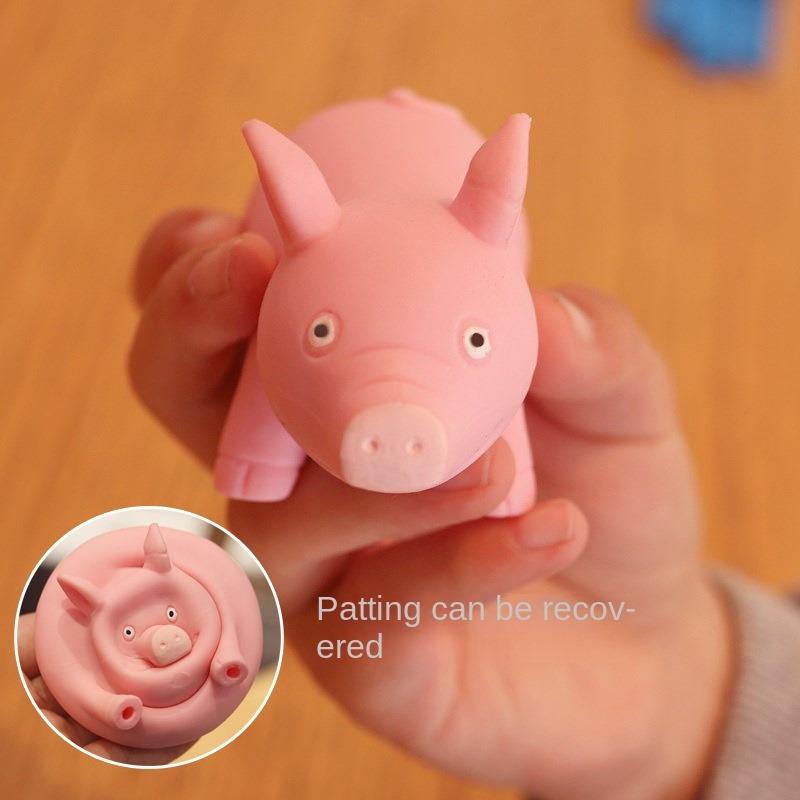 Anti Stress Fun Pink Pig Squeezing Rubber Animal Scale Model Adventure Strange Slow Rebound Stretching Simulation Decompression Pig