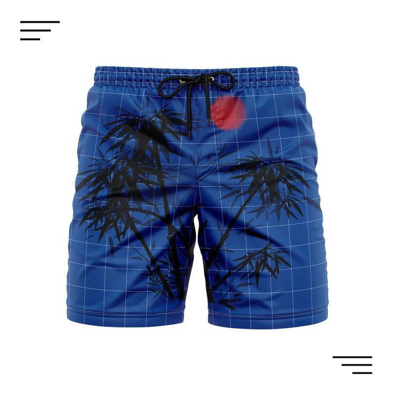 Mens Quick-Dry Beach Shorts With Digital Print Loose Fit Vacation Travel Sports