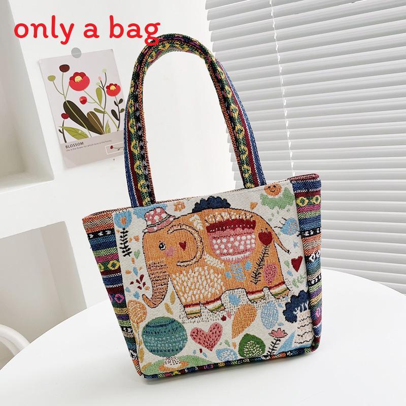 Ethnic Embroidered Handbag For Women With Canvas Material And Zipper Closure For Daily Use