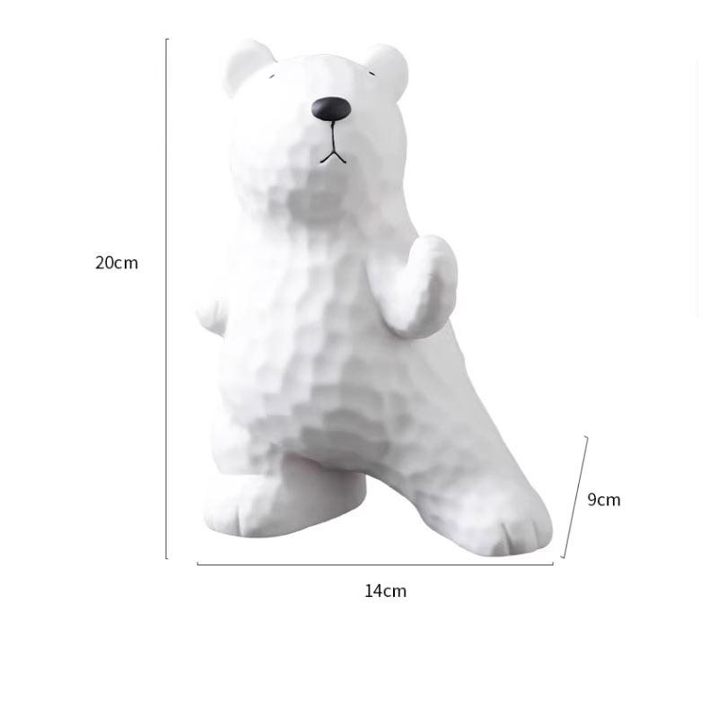White Statuettes Resin Polar Bear Animal Ornament Sculpture Electroplating Decoration for Living Room Wine Cabinet Figurines