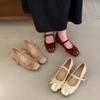 2025 Autumn New Gentle Fairy Wind Square Head Mary Jane Shoes One-word Buckle French Temperament Inner Height Increase Single Shoes Women