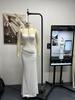 Robe de Mariée Sirène Blanche Sans Bretelles avec Ceinture Haute - Jupe Élégante Amincissante pour Mariages et Banquets