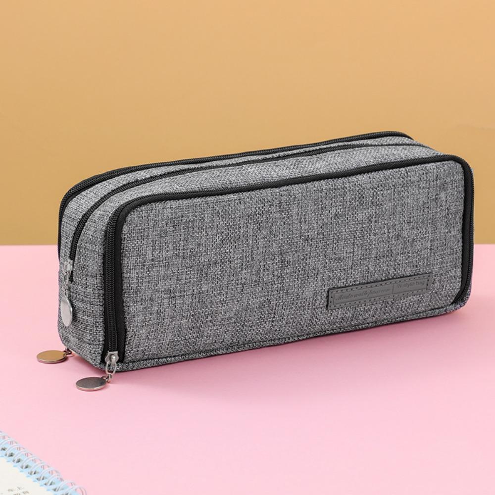 Zipper Pen Case 3 Compartment Pencil Pouch Portable Pencil Bag  Office