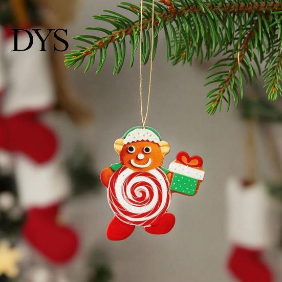 Holiday Gift Box Pendants 20/30/40Pcs Wooden Christmas Ornaments, Candy Cane Lollipop Rustic Xmas Tree Hanging Ornaments Decor for Party Wreath Window