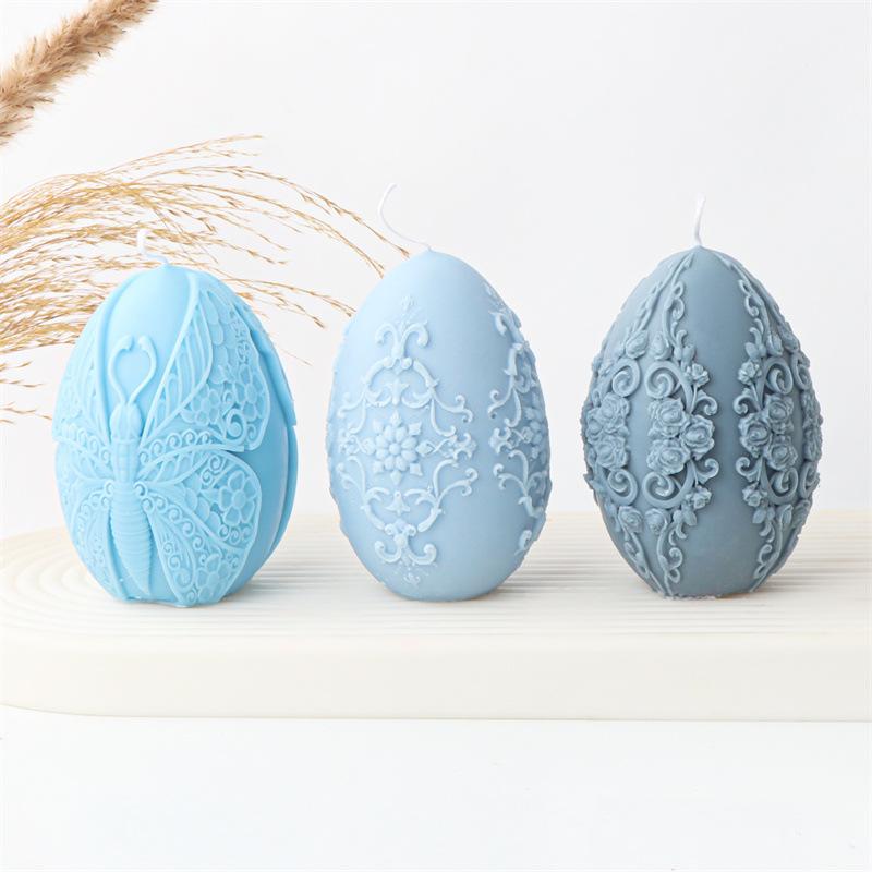 Carved Egg Silicone Candle Mold for DIY Aromatherapy Candle Plaster Ornaments Soap Epoxy Resin Mould Handicrafts Making Tool