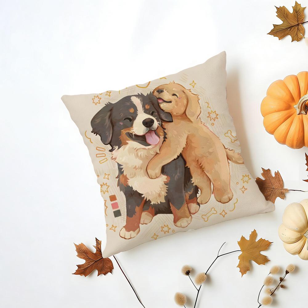 GGolden Retriever Cushion Cover Washable Linen Pillowcase Soft  for Daily Sofa Bed Home Room Decor