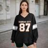 Women's Loose And Comfortable Letter V-neck Sportswear Long-sleeved Sweatshirt Daily Matching Clothes