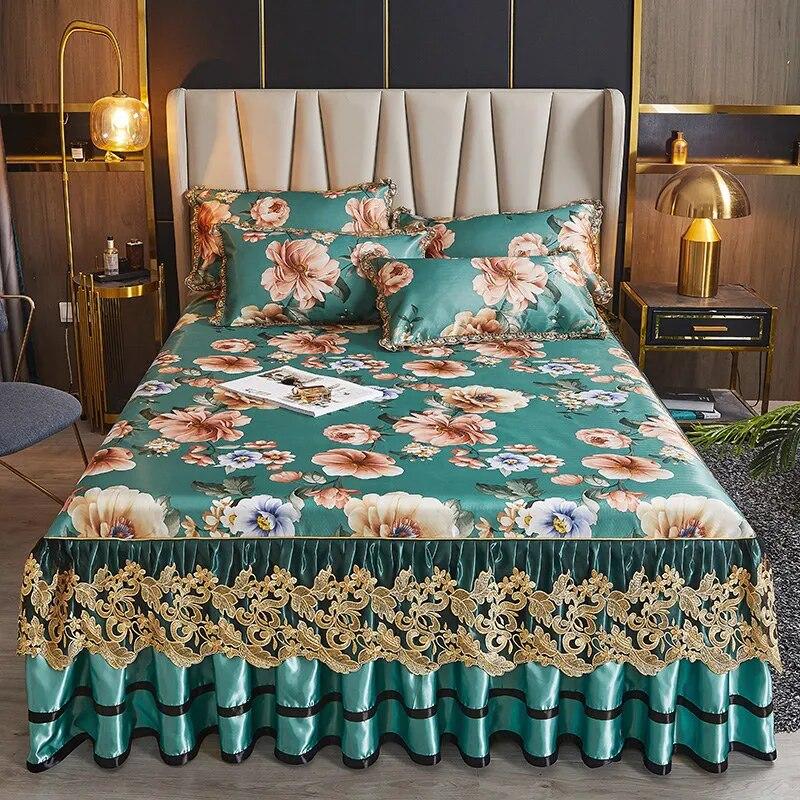 

Европейский цветочный летний чехол на двуспальную кровать, королевский размер, роскошное покрывало, комплект королевского кружева с вышивкой, охлаждающий кондиционер, коврик для сна 200x220cm 79x87inch
