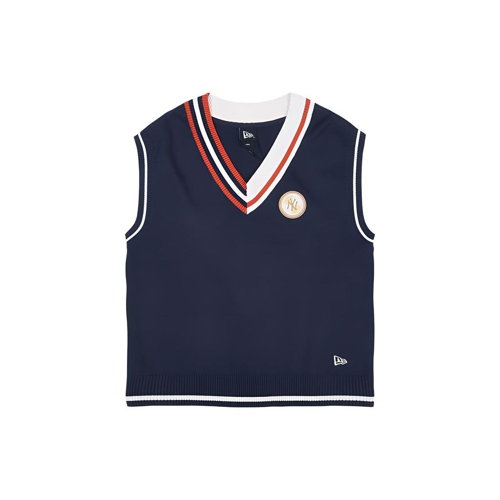 New Era FW23 Academy Club Series MLB New York Yankees Retro Loose Color Block Sports V-Neck Vest Unisex Vest Navy-Blue 13558547