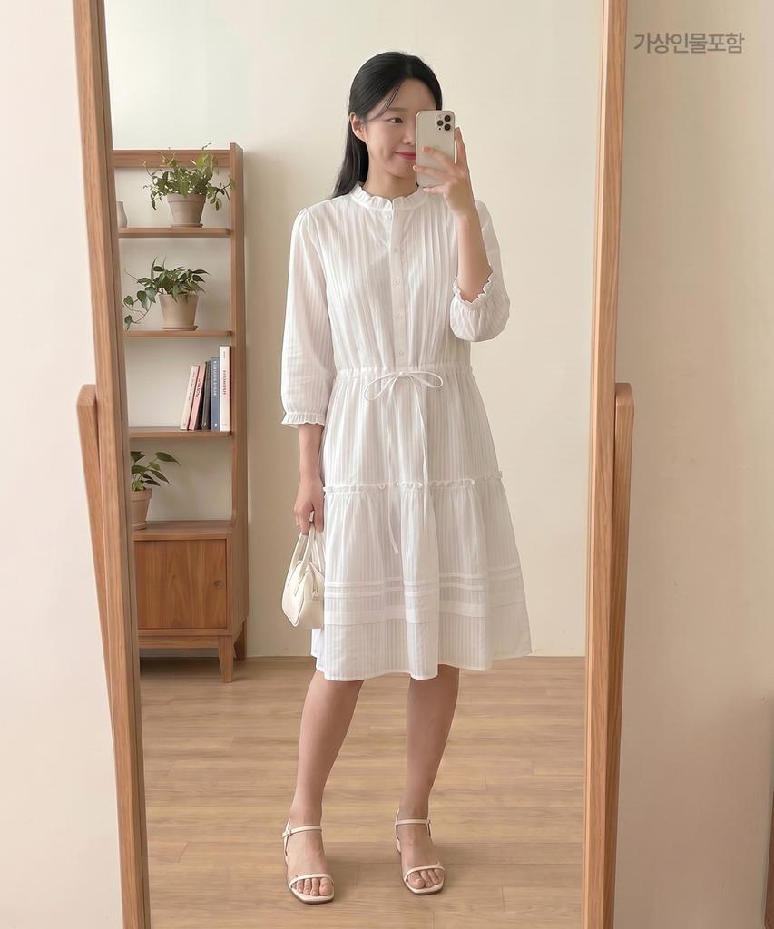 Roem 3/4 Length High-Neck Cotton Midi Dress Rmowg26Rt3