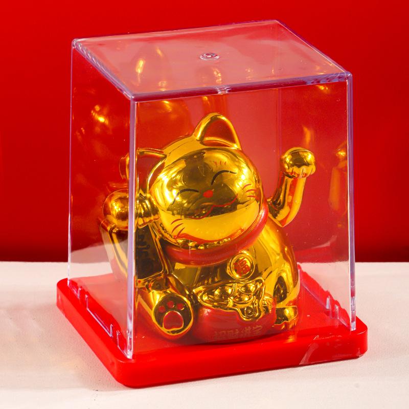 Gatto Portafortuna Solare Che Saluta Automaticamente Gatto Ricco Decorazione Desktop Casa Bancone Cassa Ornamento per Auto