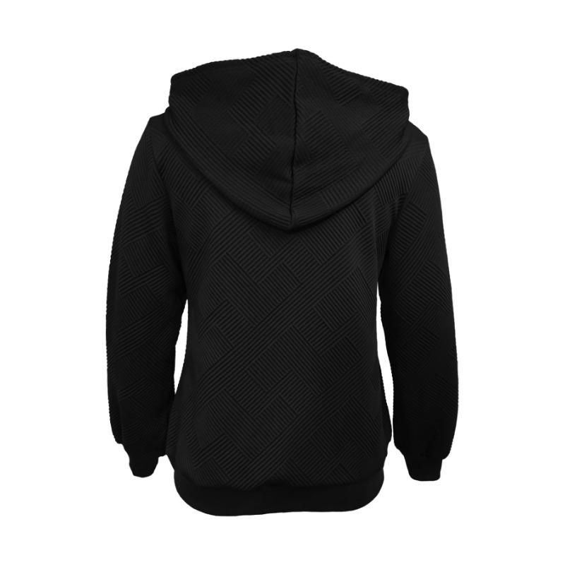 Women Solid Color Loose Long Sleeve Zipper Hooded Knit Jacket