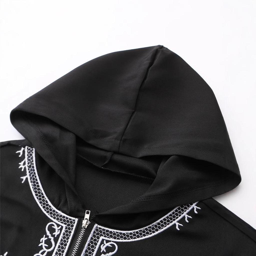 Embroidered Hooded Robe for Muslim Men, New Style Middle Eastern Thobe, Loose Long Sleeve Ethnic Design, Available Now