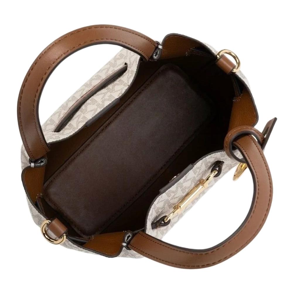 Michael Kors MK Carson Metall-Logo Verstellbarer Abnehmbarer Schultergurt Kunstleder Umhängetasche Kleine Damenhandtaschen 35S5G2ZC5B-VANILLA