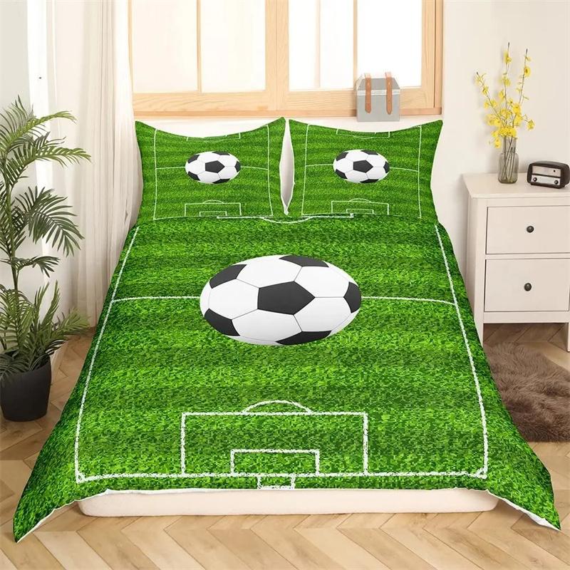 Football Duvet Cover Set Hand Drawn Sketch Soccer Flag Network Team Sports Bedding Set For Boys Teens Men Twin Comforter Cover