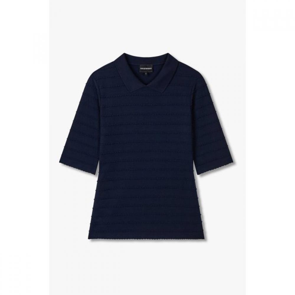 

Emporio Armani Women S Scallop STripe T ShirT A525326506 XS
