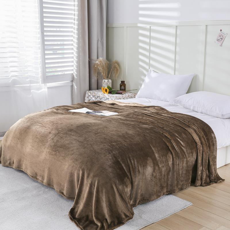 Einfarbige Decke, Korallenfleece, Dicke Flanell-Nap-Decke, Einzel- und Doppelbettdecke, Sofadecke