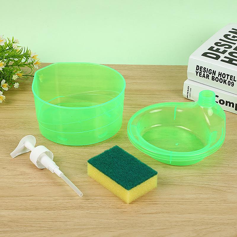 Soap Dispenser and Scrubber Holder Multifunctional Dishwashing Container 1000ml Manual Sink Dish Washing Soap Dispenser