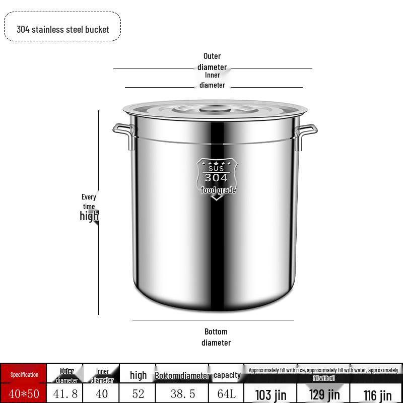 Extra Thick 304 Food Grade Stainless Steel Multi-Use Barrel with Lid for Soup, Braising, Oil, and Water.