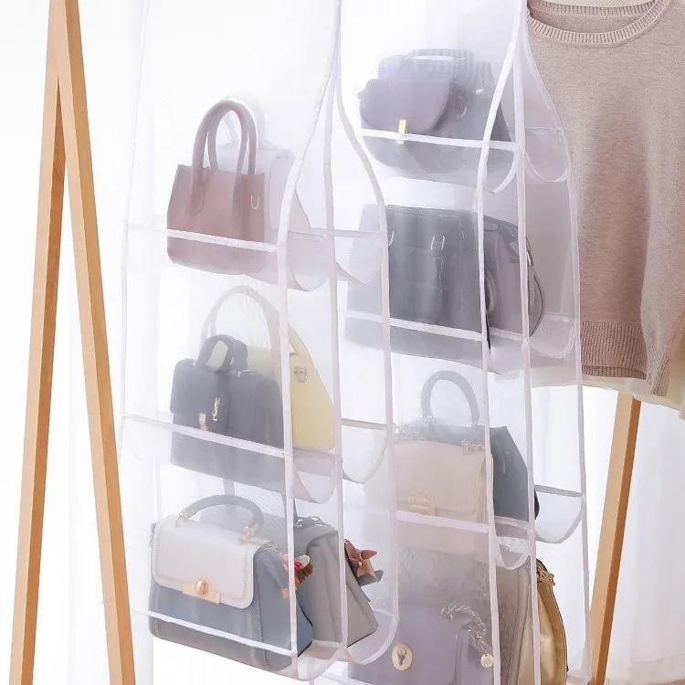 Storage Bags for Closet Organizer Clothing Hanging Type Eco-Friendly Dust-proof Three-dimensional Transparent 6/8 Grids