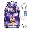 Camouflage Backpack Student Bookbag Multifunctional USB Charging Football Star Print Travel Daypack Lightweight Casual Men's Backpack