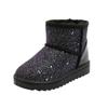Children Ankle Shoes with Shiny Sequins 2024 Winter New Boys Girls Snow Boots with Fur Plush Warm Short Boots for Students Sweet