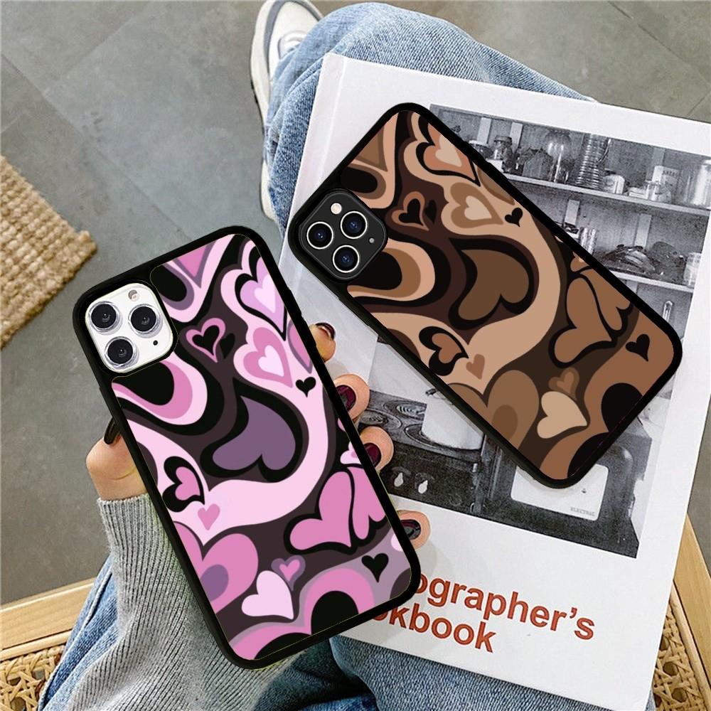Heart Circle Phone Case Silicone PC+TPU For For iPhone 11 12 13 14 15 16 Plus Pro Max Cover
