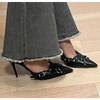 Gothic Shoes Pumps Women High Heels Stiletto Pointed New Elegant Party Sandals Metal Chain Stripper Rivet Korean Sexy Footwear