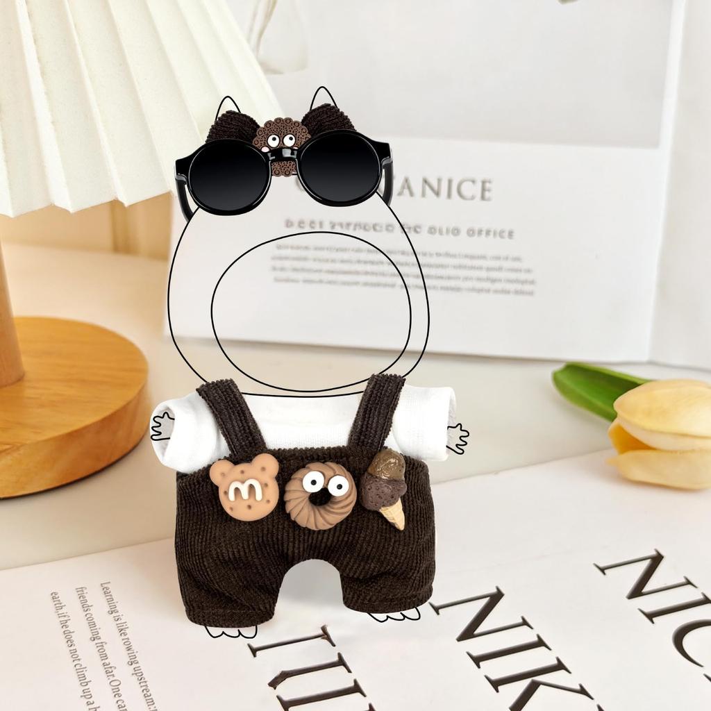 Desing Wish Clothes Set for 17cm Lovebu Doll, Plush Clothes, Cute Doll Accessories, DIY Doll Accessories for 17cm Plush Toys, Kids Gift (Brown, Doll