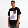 Cool Handsome Anime Boy Holding Cat Print T-Shirt Trendy Ins Style Loose Casual Unisex Top Pure cotton T-shirt