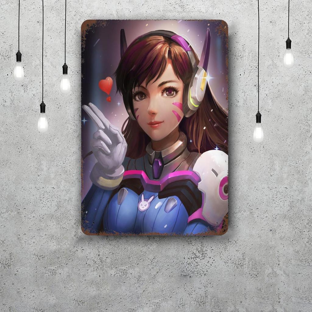dva overwatch Funny Bar Metal Sign Retro Plaque Vintage Sign Alcohol Drinker Pub Club Man Cave Kitchen Wall Decoration