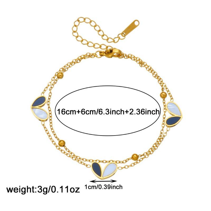 Gold Plated Stainless Steel Two Tone Heart Necklace Bracelet Jewelry Set for Women