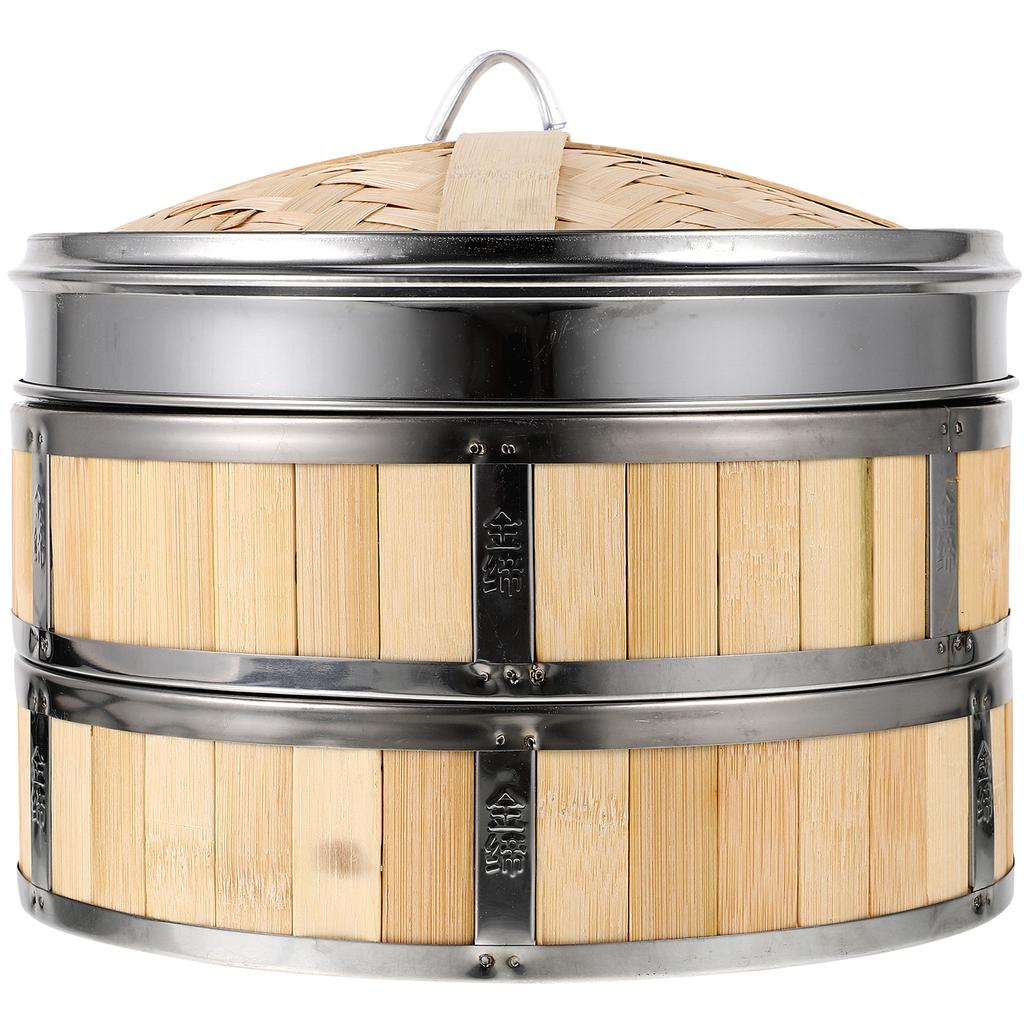 1 szett bambuszpároló többrétegű zsemlepároló konyhai fedett ételpároló praktikus párolókosár