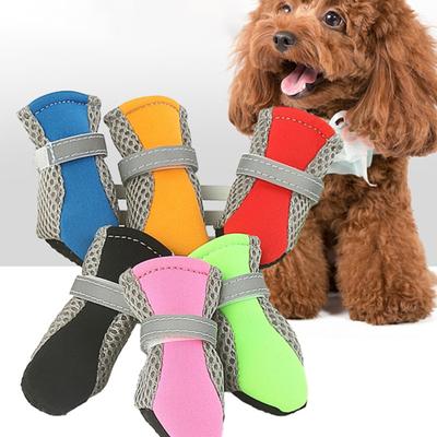 4Pcs Dog Shoes Magic Sticker Closure Breathable Fabric Non-Slip Puppy Boots for Outdoor