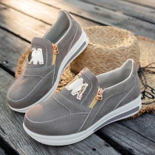 Summer European and American leisure sports zipper women's single shoes women's shoes round head
