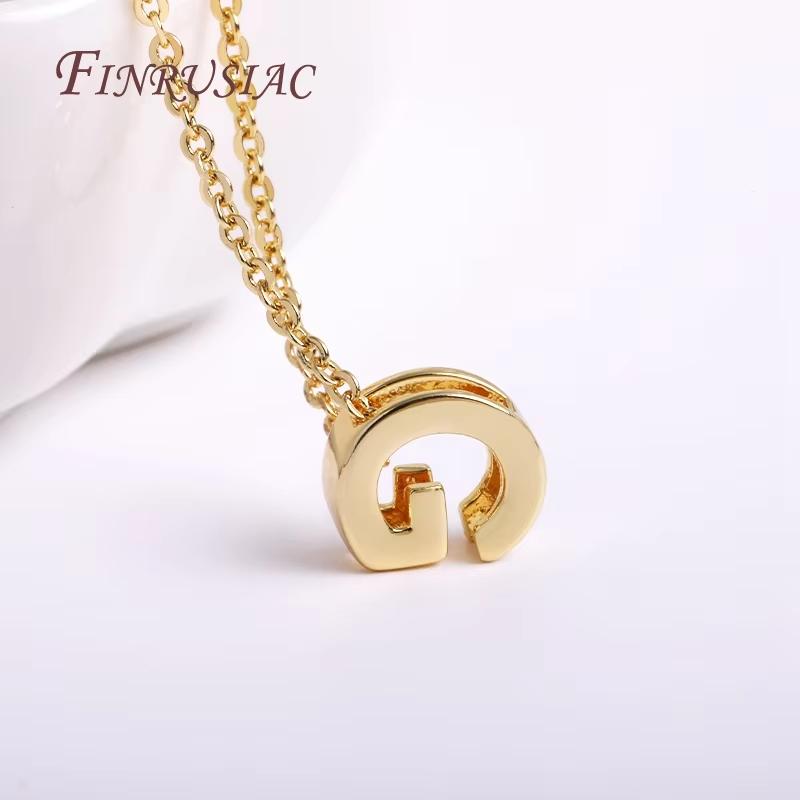 Gold Plated Brass Metal Initial 26 Letters Pendants Pendants Necklace For Women Jewelry Accessories Thin Chain Necklaces Female