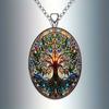 Elegant Vintage Tree of Life Oval Glass Pendant Necklace Romantic and Refined Jewelry