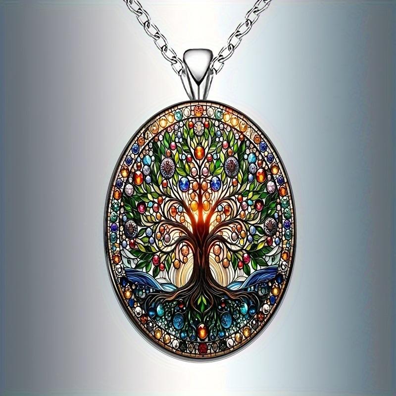 Pendant Tree of Life Oval, Elegant Vintage Romantic Jewelry Necklace