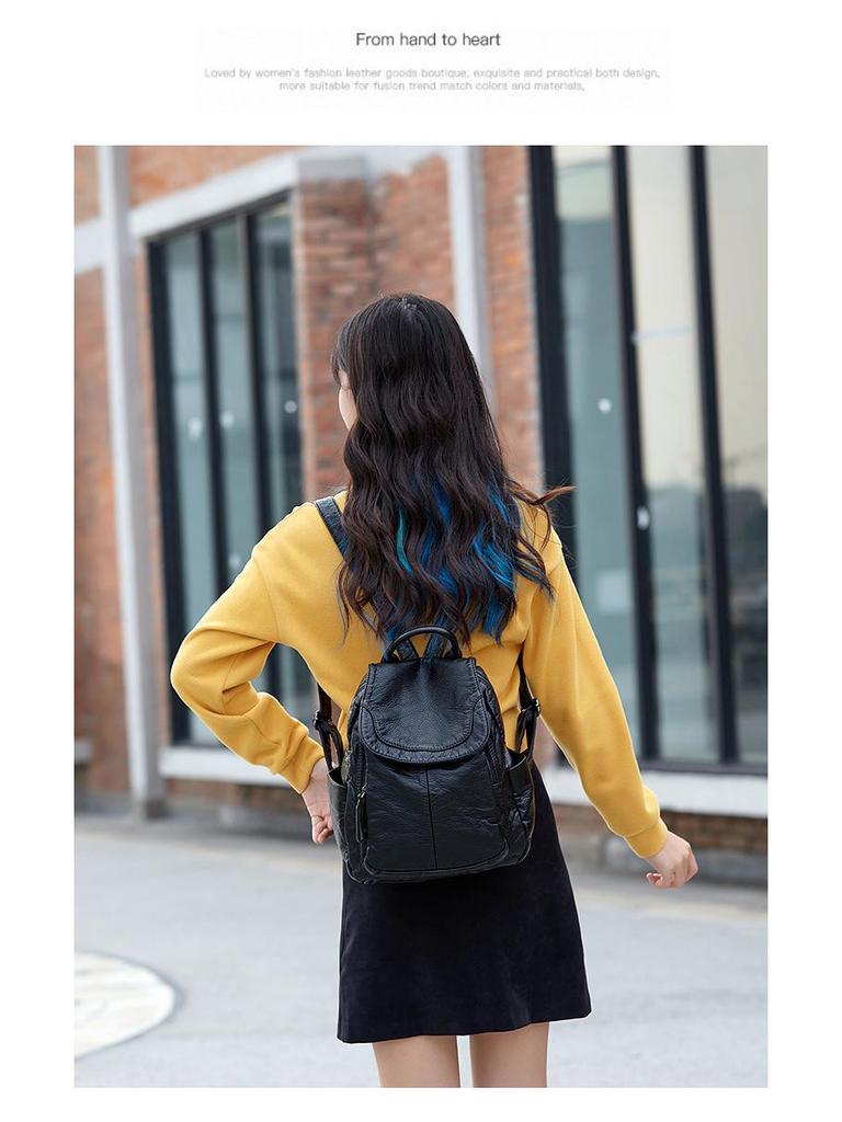 2024 Soft Leather Large Capacity Backpack for Women - Casual Fashion Schoolbag & Travel Bag (Spring/Summer New Arrival)