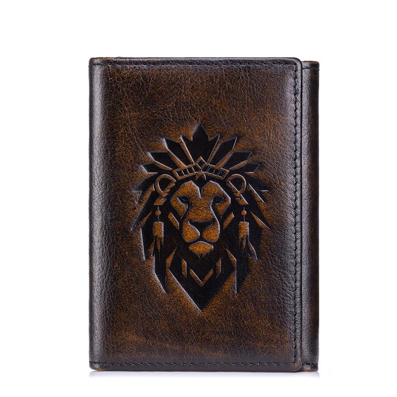 Anti Theft Brush Three Fold Wallet Men s Short Leather Retro Men s Wallet