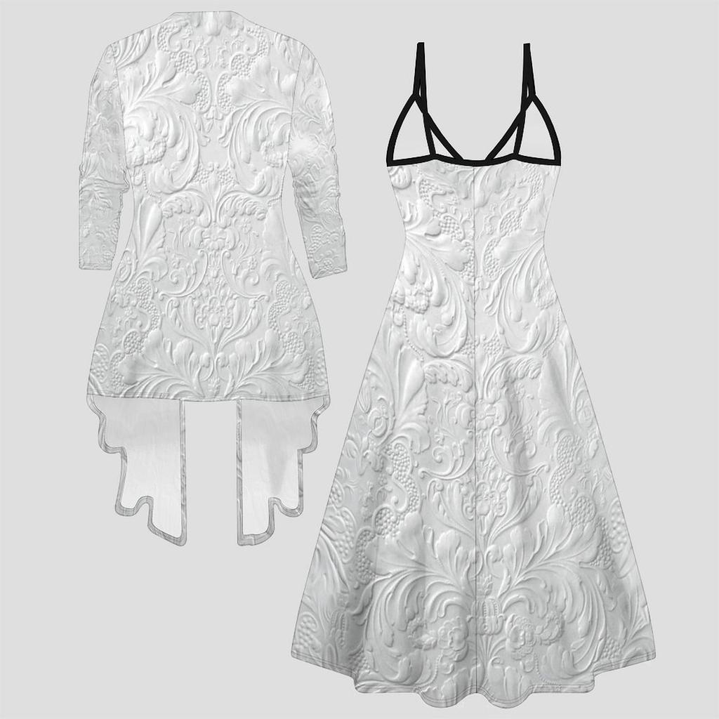 3D Printed Set Dress Coat , Diverse Colors and Shapes Fashion Print,suitable for Various Scene Fashion Styles
