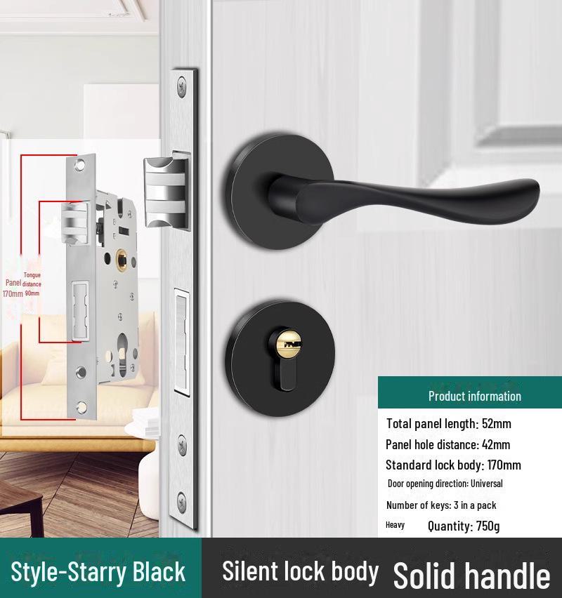 Silent European Style Indoor Wooden Door Handle Lock