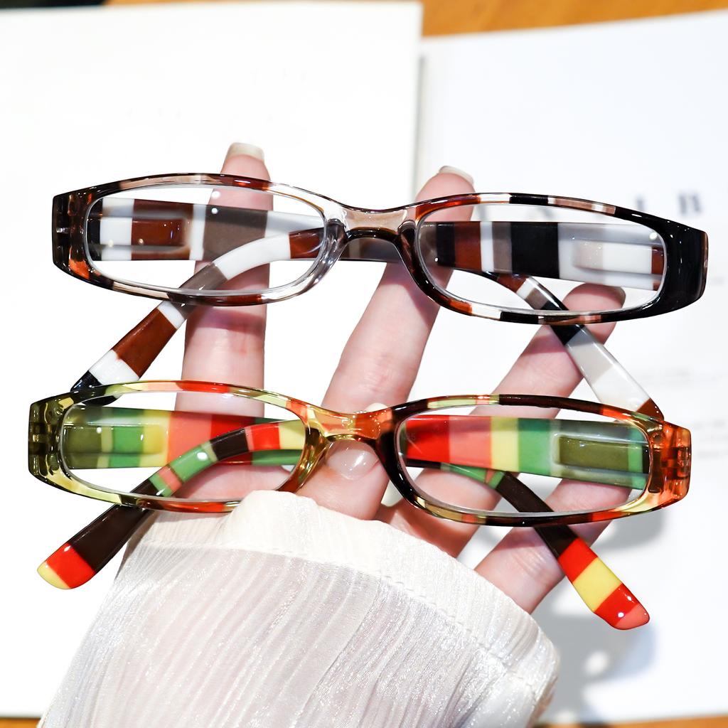 Modische Lesebrille mit kleinem Rahmen und floralem Druck an den Bügeln mit hohlem Design für Damen und Herren Presbyopie +1.0 bis +4.0